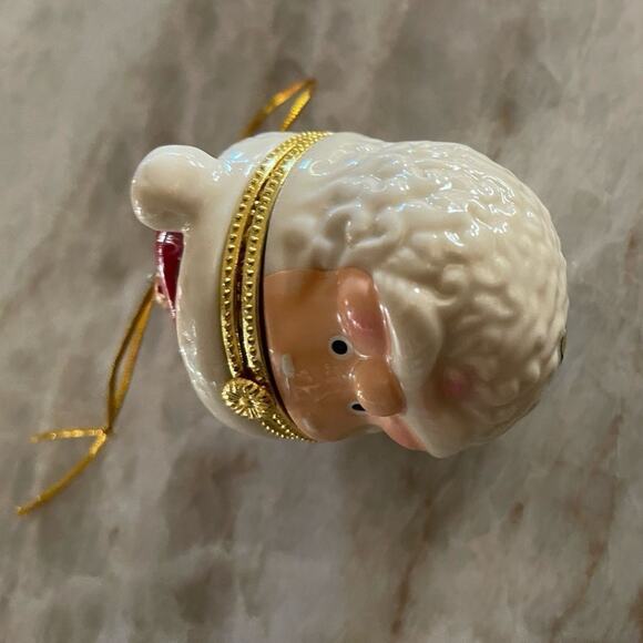 Santa Claus ceramic trinket box Christmas ornament - Picture 5 of 11